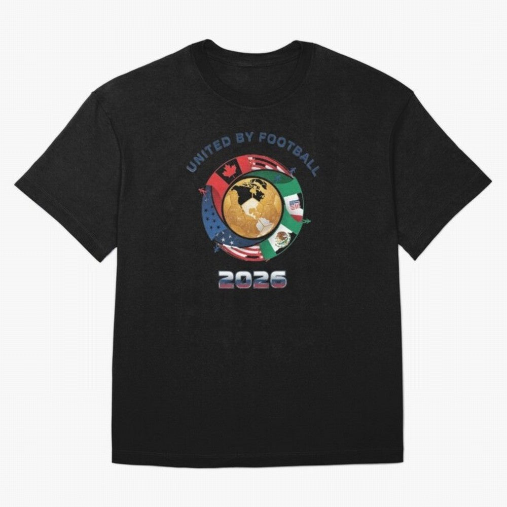 United By Football 2026 Logo Oversized T-Shirt Fuel Global Football Passion for FIFA World Cup 2026, Capturing CR7 and Messi, Spain, Football History, Final Match Energy, Crowd Noise and Once in a Lifetime Moments; Built for Supporters Chasing