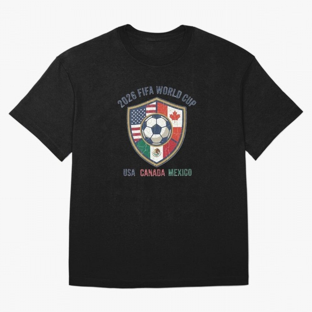 North America United Soccer 2026 Vintage Crest Oversized T-Shirt Keep the Match Day Mood of FIFA World Cup 2026 USA Canada Mexico Spirit, Built around Brazil, Portugal and Argentina, Mbappe and Neymar, Match Day Excitement, Supporter Culture,