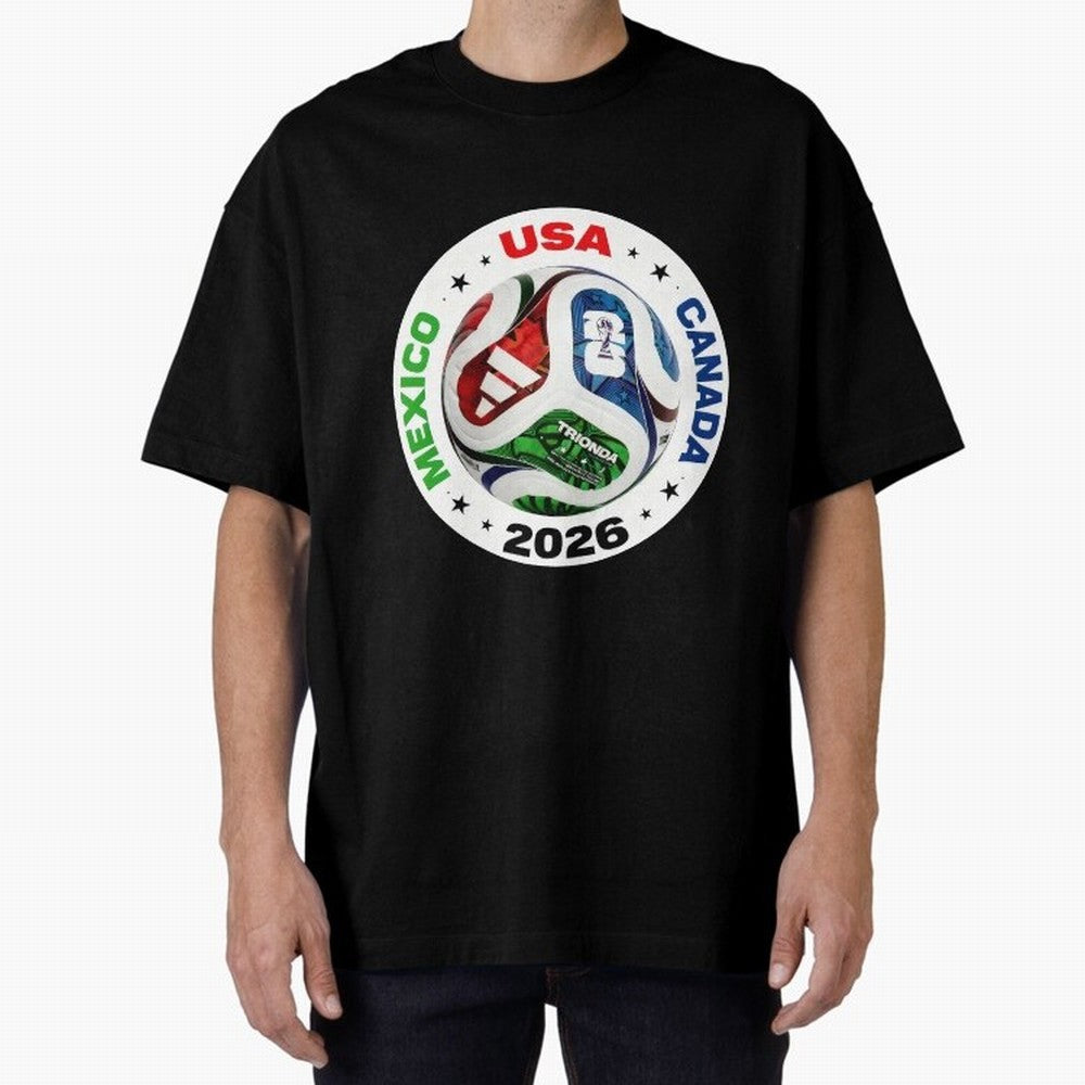 Trionda 26 Soccer Ball - North America 2026 Football Art Oversized T-Shirt Fuel the Hype around FIFA World Cup 2026 Filled with Messi, CR7 and Mbappe, England Energy, Fan Favorite Moments, National Team Passion, Big Match Drama and Soccer History;
