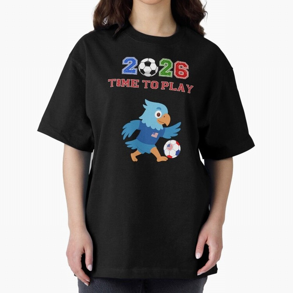 USA Soccer Eagle Mascot 2026 Time To Play Football Oversized T-Shirt Back the Journey through the FIFA World Cup 2026 USA Canada Mexico Journey through Mbappe and Neymar Highlights, Argentina Pride, Supporter Pride, Iconic Celebrations, Legendary