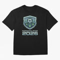 International Soccer 2026 Retro Pixel Glitch Crest Oversized T-Shirt Capture the FIFA World Cup 2026 Group Stage Journey through Neymar, Haaland and Cristiano Ronaldo Highlights, Portugal Pride, Stadium Chants, National Pride, Trophy Dreams and