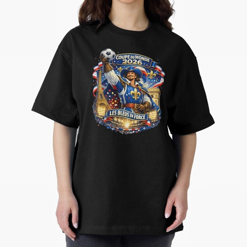 France World Cup 2026 Supporter Oversized T-Shirt Feel the Trophy Chase of FIFA World Cup 2026 USA Canada Mexico for Fans of Messi and Brazil, Portugal and Argentina, Bringing Vintage Soccer Flavor, Modern Football Stars, National Flags and Final
