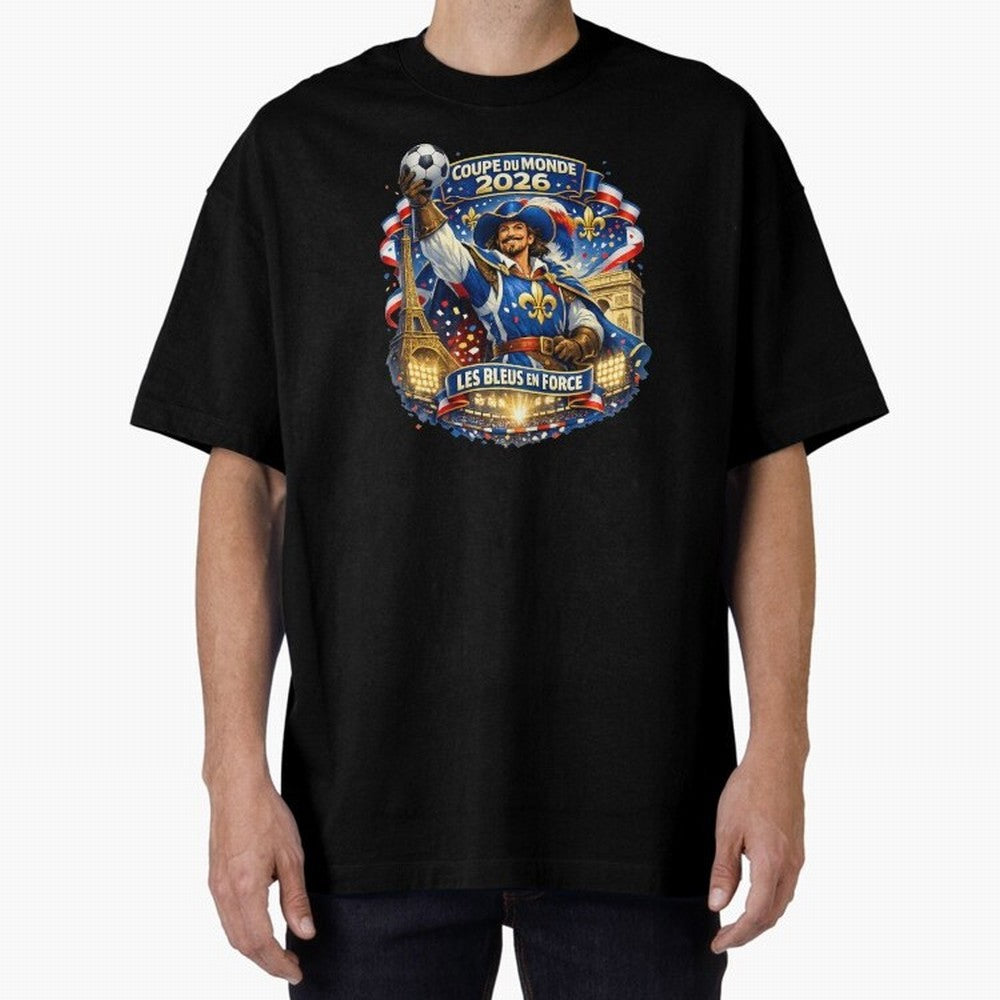 France World Cup 2026 Supporter Oversized T-Shirt Feel the Trophy Chase of FIFA World Cup 2026 USA Canada Mexico for Fans of Messi and Brazil, Portugal and Argentina, Bringing Vintage Soccer Flavor, Modern Football Stars, National Flags and Final