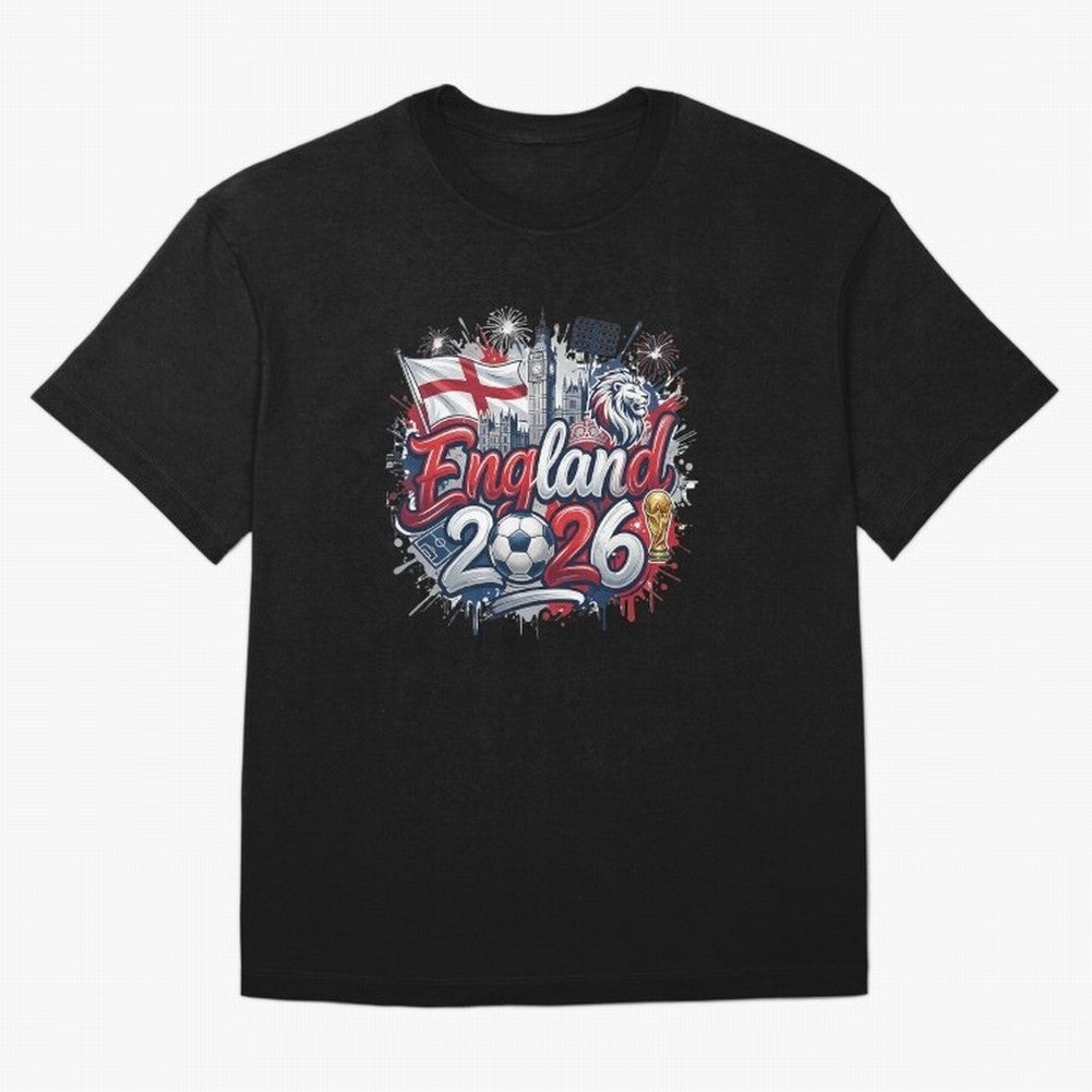 England World Cup 2026 Football Legacy Oversized T-Shirt Honor Football Greatness during FIFA World Cup 2026 Spirit, Built around Argentina, Mbappe and Neymar, Football Festival Excitement, Trophy Ambitions, Country Rivalries and Star Player Buzz;