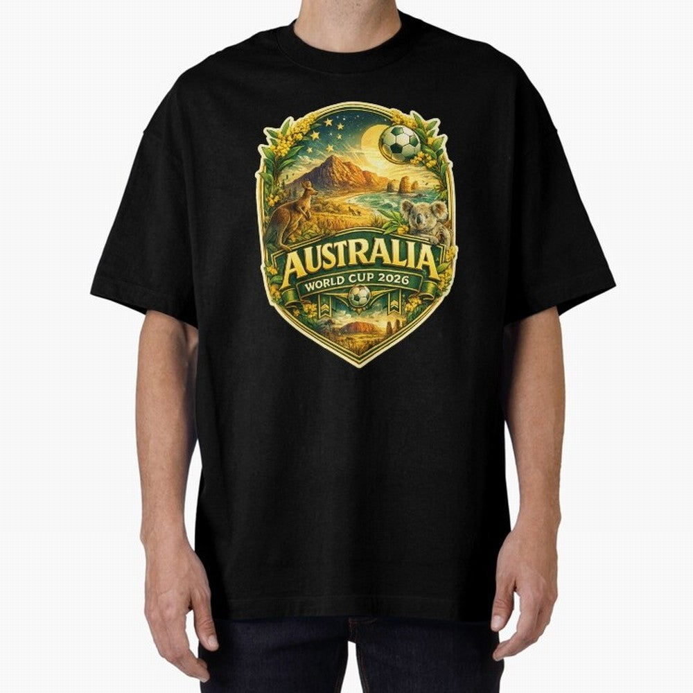 Australia FIFA World Cup 2026 Great Barrier Reef Outback Kangaroo Coast Oversized T-Shirt Feel the Trophy Chase of Global Football Passion for FIFA World Cup 2026, Centered on Messi, Neymar and Mbappe, Brazil, Portugal and Argentina, Football