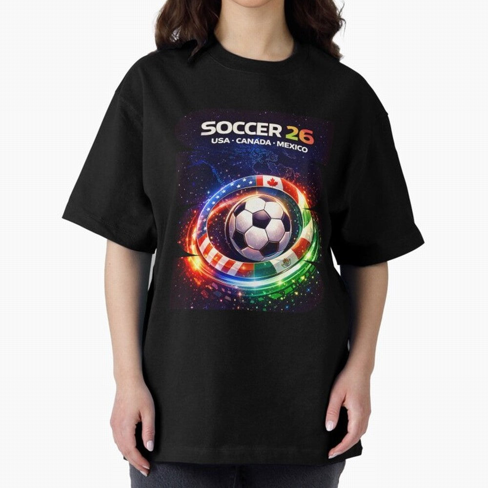 North America Soccer 2026 Shirt, Soccer 26 USA Canada Mexico Fan Tee, United 2026 Soccer Graphic Oversized T-Shirt Fuel the Hype around Match Day Hype around FIFA World Cup 2026, Cristiano Ronaldo, England and Germany, Football Festival Excitement,