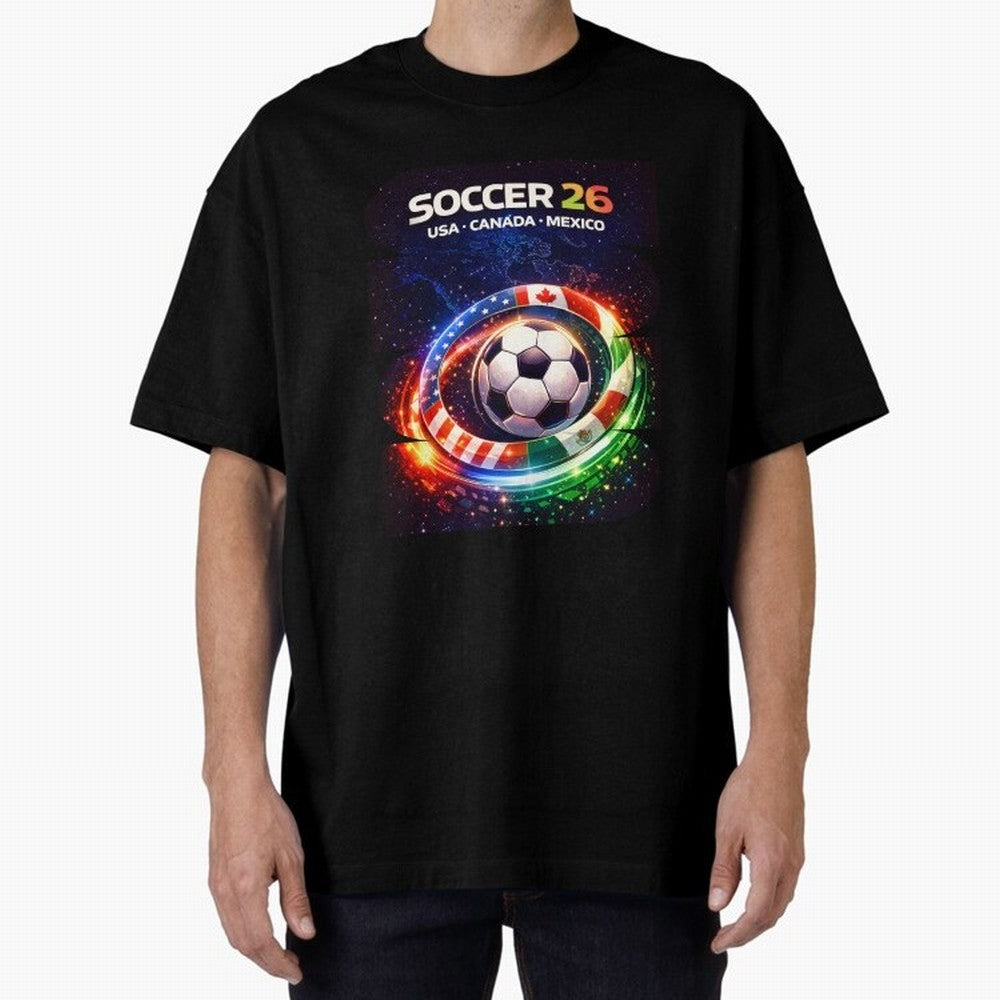 North America Soccer 2026 Shirt, Soccer 26 USA Canada Mexico Fan Tee, United 2026 Soccer Graphic Oversized T-Shirt Fuel the Hype around Match Day Hype around FIFA World Cup 2026, Cristiano Ronaldo, England and Germany, Football Festival Excitement,
