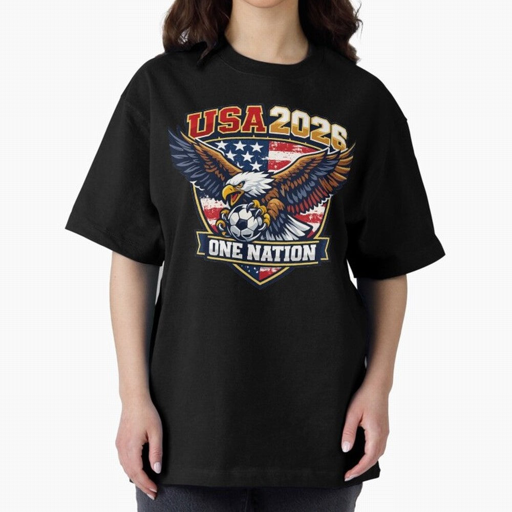 USA Canada Mexico Soccer Cup Oversized T-Shirt Support FIFA World Cup 2026 Group Stage Spirit, Featuring Argentina, France and Brazil, Messi and Cristiano Ronaldo, Retro Football Energy, Iconic Rivalries, Trophy Chase Drama and Stadium Atmosphere;