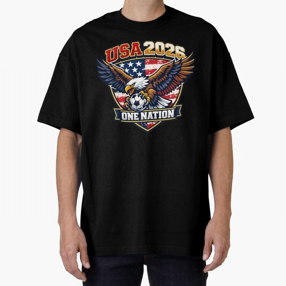 USA Canada Mexico Soccer Cup Oversized T-Shirt Support FIFA World Cup 2026 Group Stage Spirit, Featuring Argentina, France and Brazil, Messi and Cristiano Ronaldo, Retro Football Energy, Iconic Rivalries, Trophy Chase Drama and Stadium Atmosphere;