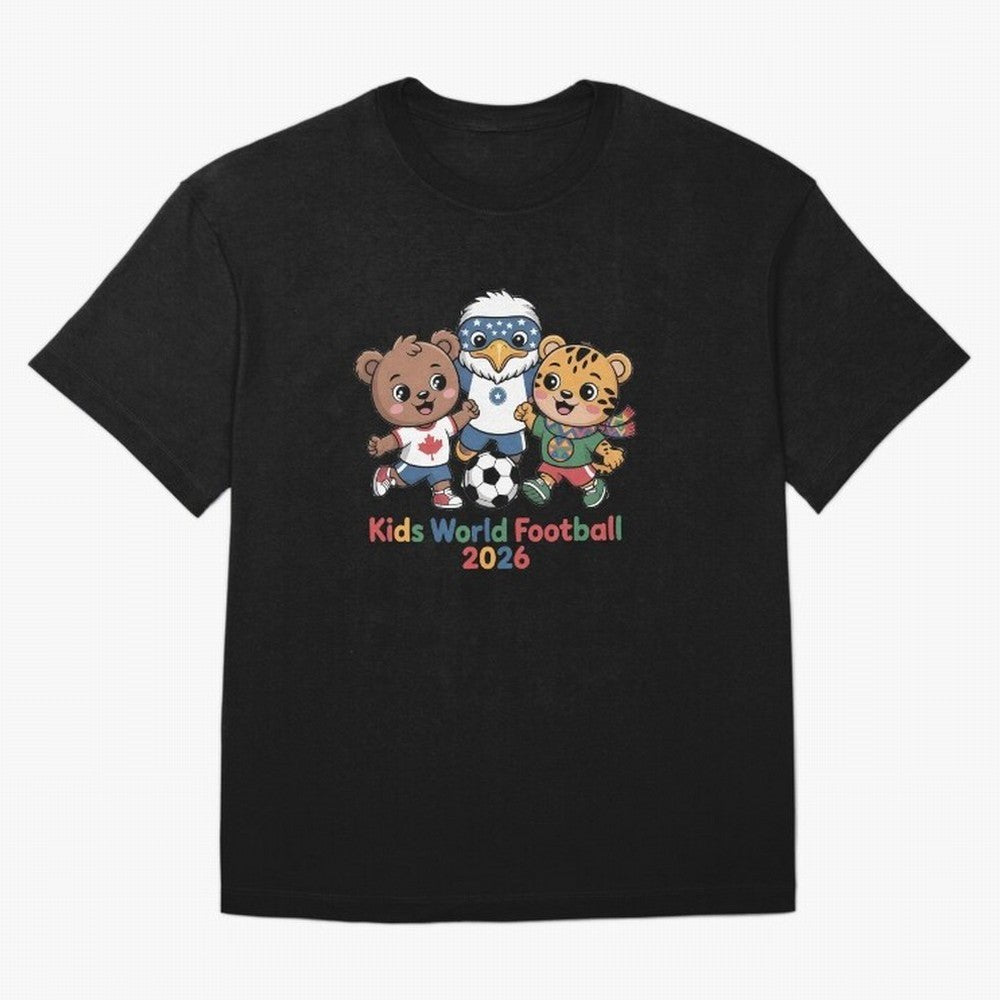 Kids World Football Friends 2026 ¨C Cute Cartoon Soccer Characters for Children Oversized T-Shirt Mark the FIFA World Cup 2026 Group Stage Journey through Cristiano Ronaldo, Haaland and CR7 Highlights, Brazil, Portugal and Argentina Pride, Vintage