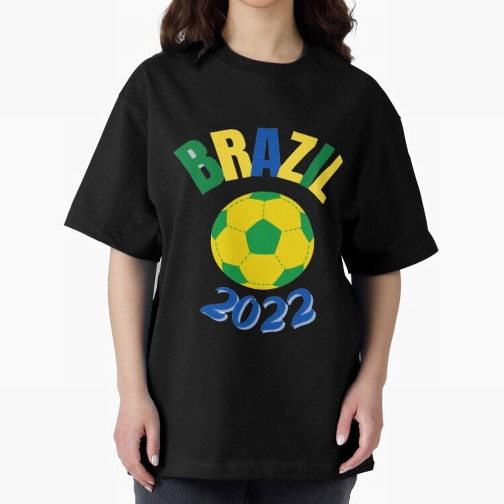Brazil FIFA world cup 2022 T shirt Oversized T-Shirt Feel FIFA World Cup 2026 Spirit, Featuring England and Germany, Haaland, Championship Spirit, Famous Goals, Roaring Crowds and International Football Unity; Great for Supporters Who Love
