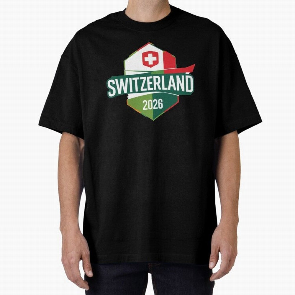 Switzerland WC2026 Oversized T-Shirt Celebrate the Biggest Stage of FIFA World Cup 2026 USA Canada Mexico for Fans of Cristiano Ronaldo and Argentina, Bringing Game Day Rituals, Football Legends, Country Pride and the Road to the Final; Perfect for