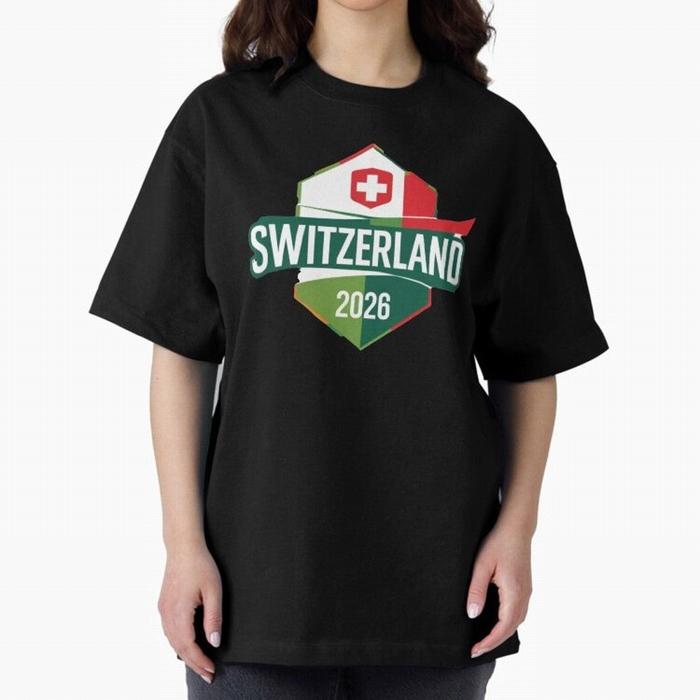 Switzerland WC2026 Oversized T-Shirt Celebrate the Biggest Stage of FIFA World Cup 2026 USA Canada Mexico for Fans of Cristiano Ronaldo and Argentina, Bringing Game Day Rituals, Football Legends, Country Pride and the Road to the Final; Perfect for