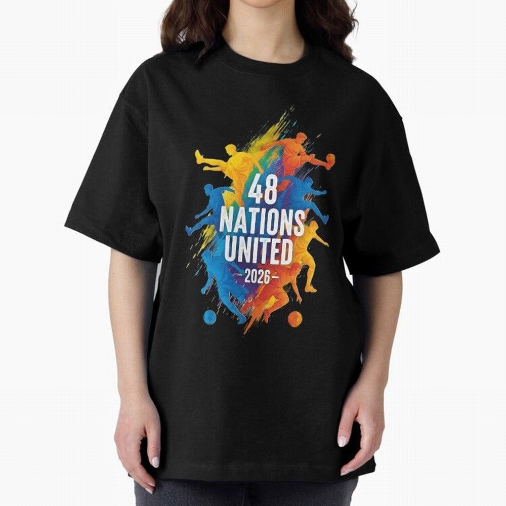 The Unity of World Football Oversized T-Shirt Bring Stadium Energy to Global Football Passion for FIFA World Cup 2026 Group Stage, Driven by CR7 and Messi, Portugal, Spain and Germany, Stadium Memories, Football Loyalty, International Chants and