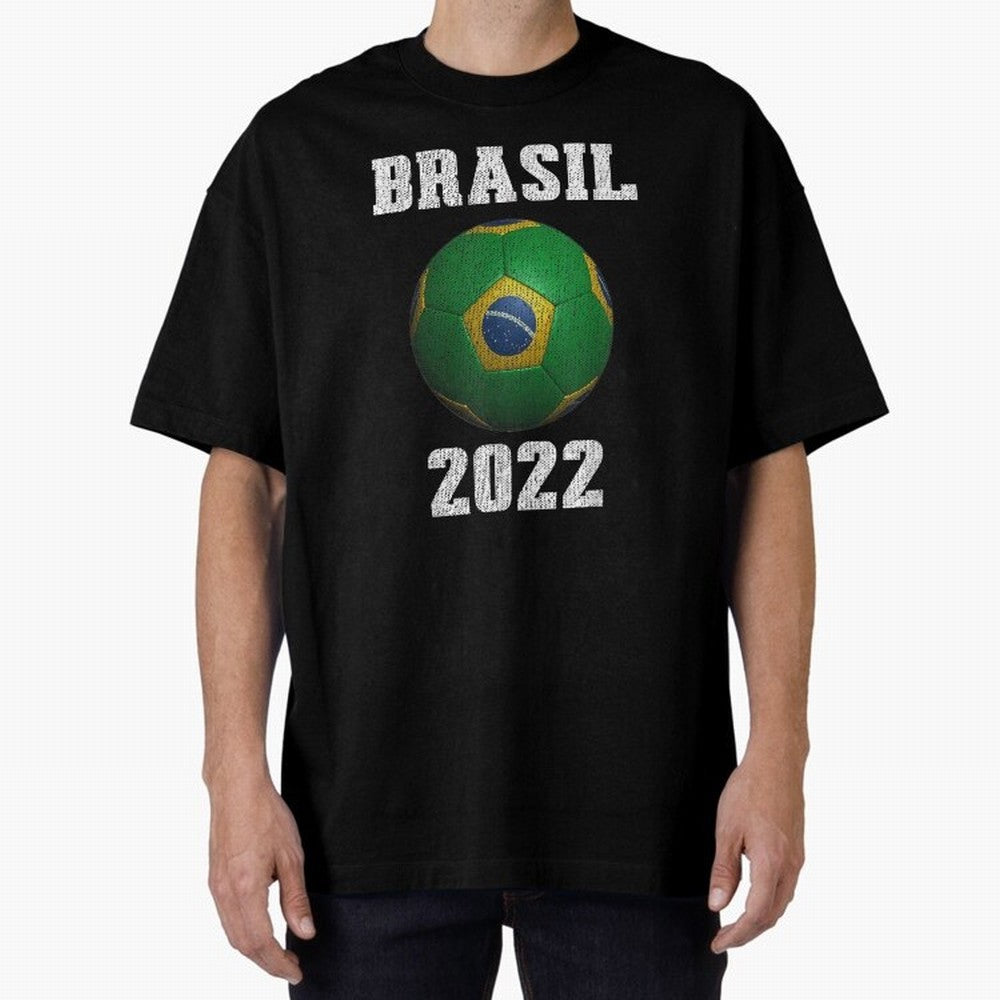 Brasil Flag Soccer Jersey Football Graphic Design T-Shirt Oversized T-Shirt Celebrate Fan Culture around Global Football Passion for FIFA World Cup 2026 Group Stage, Filled with Messi, CR7 and Mbappe, Argentina and Brazil, Champion Mindset, Group