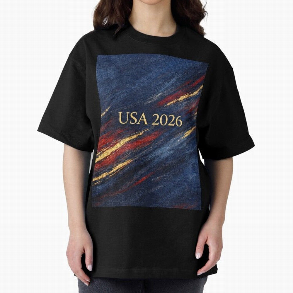 Elevated USA 2026 Soccer Oversized T-Shirt Celebrate Football Heritage in FIFA World Cup 2026 Filled with Cristiano Ronaldo, Haaland and CR7, France Energy, Fan Favorite Moments, National Team Passion, Big Match Drama and Soccer History; Perfect