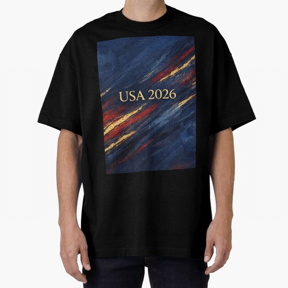 Elevated USA 2026 Soccer Oversized T-Shirt Celebrate Football Heritage in FIFA World Cup 2026 Filled with Cristiano Ronaldo, Haaland and CR7, France Energy, Fan Favorite Moments, National Team Passion, Big Match Drama and Soccer History; Perfect
