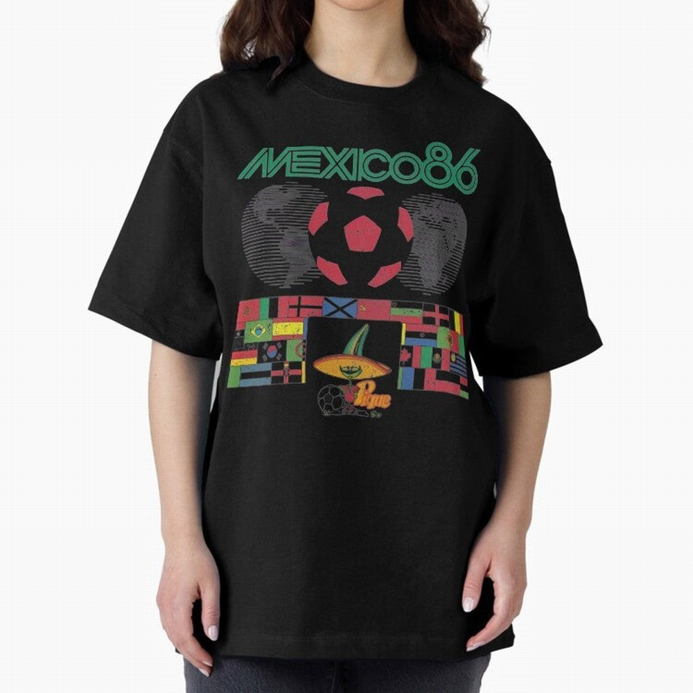MEXICO-86-WORLD-CUP-T-SHIRT Oversized T-Shirt Remember Iconic Moments from the FIFA World Cup 2026 Group Stage Journey through Haaland Highlights, Portugal, Spain and Germany Pride, Soccer Culture, Superstar Moments, National Team Dreams and