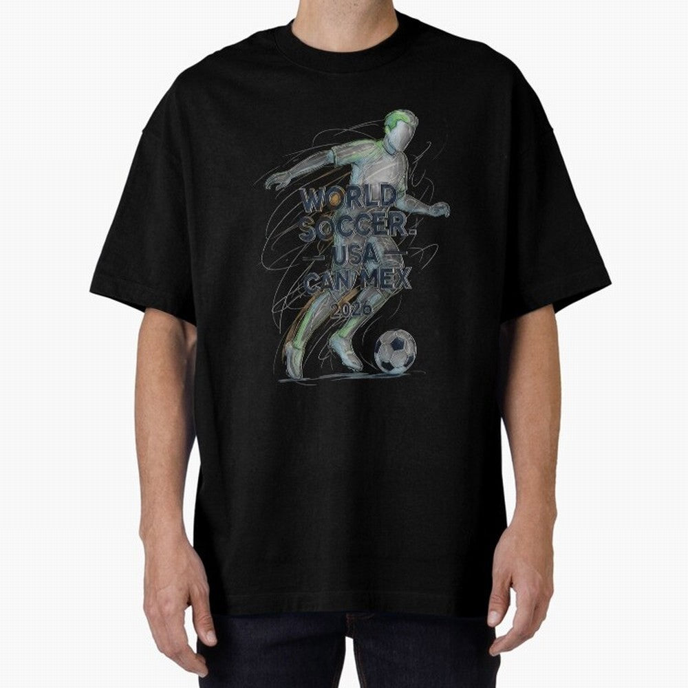 Triumphant Kick 2026 Oversized T-Shirt Join the Global Buzz around FIFA World Cup 2026 USA Canada Mexico Driven by Haaland and Mbappe, England, France and Netherlands Energy, Worldwide Fan Energy, Dramatic Goals, Stadium Lights and Championship
