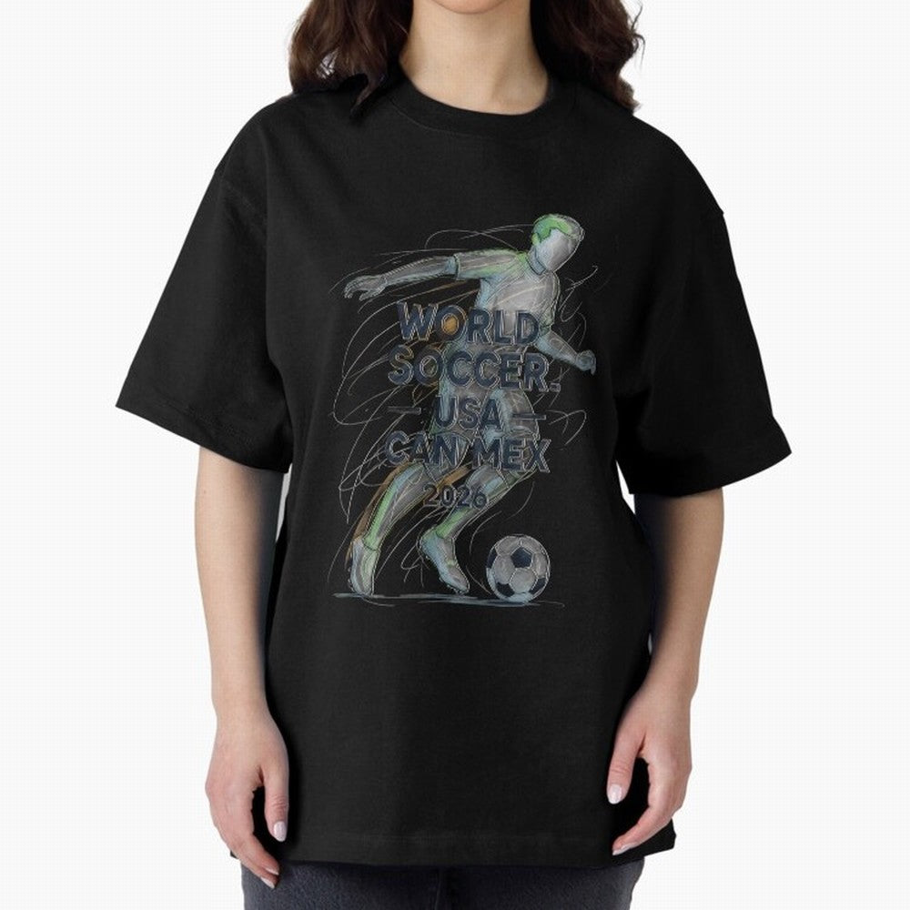 Triumphant Kick 2026 Oversized T-Shirt Join the Global Buzz around FIFA World Cup 2026 USA Canada Mexico Driven by Haaland and Mbappe, England, France and Netherlands Energy, Worldwide Fan Energy, Dramatic Goals, Stadium Lights and Championship