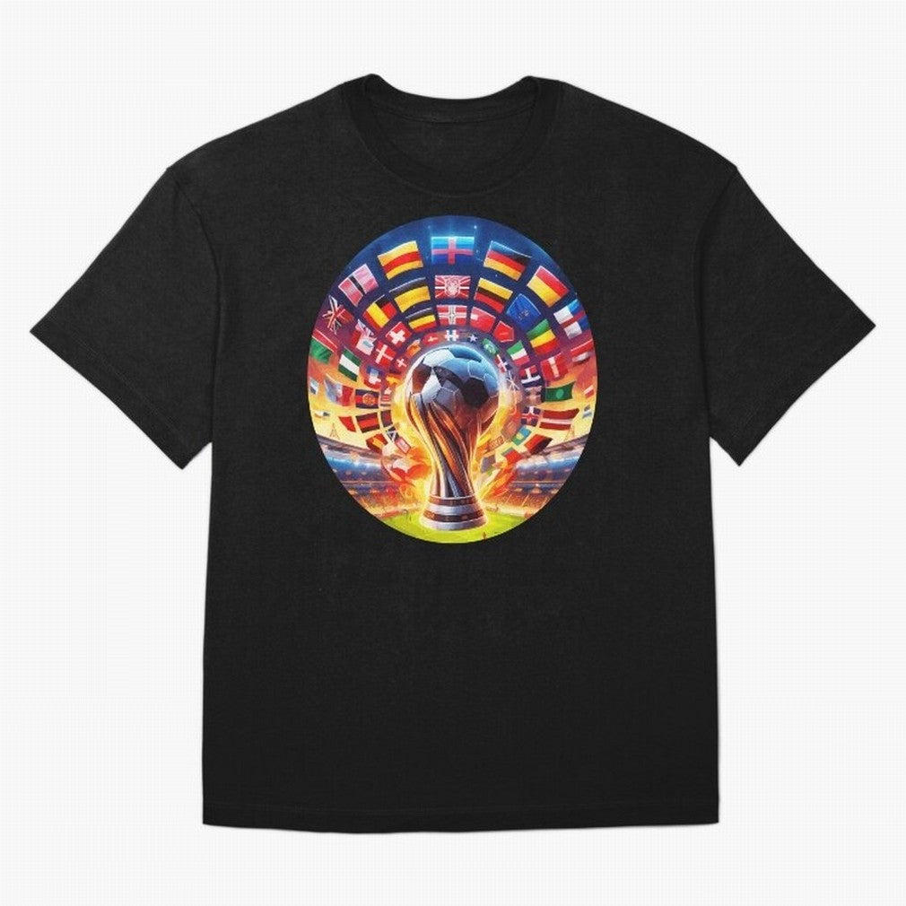 Global Football Fever (The Road to Victory) Oversized T-Shirt Bring Stadium Energy to FIFA World Cup 2026 Highlighting Messi, Brazil, Portugal and Argentina Energy, Championship Spirit, Famous Goals, Roaring Crowds and International Football Unity;
