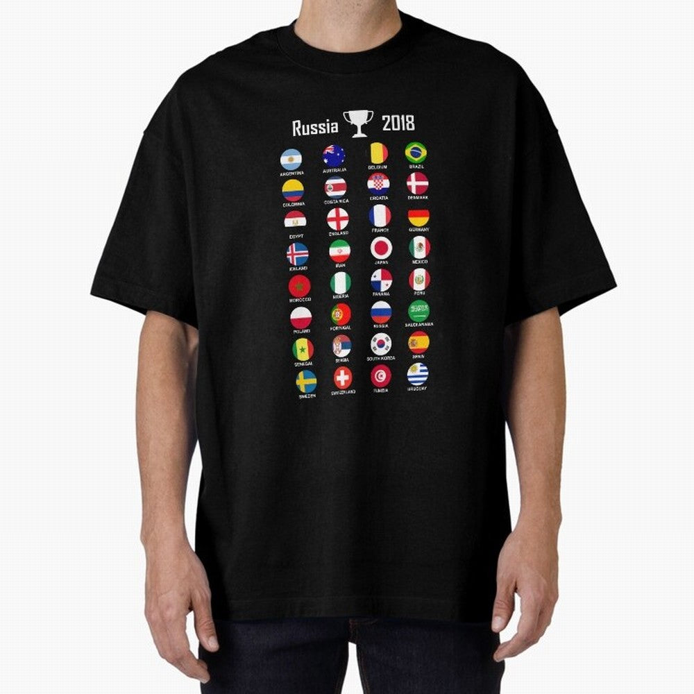 Russia 2018 Football Soccer Championship Oversized T-Shirt Join the Countdown to Global Football Passion for FIFA World Cup 2026 USA Canada Mexico, Highlighting Cristiano Ronaldo, Haaland and CR7, England and Germany, Worldwide Fan Energy, Dramatic