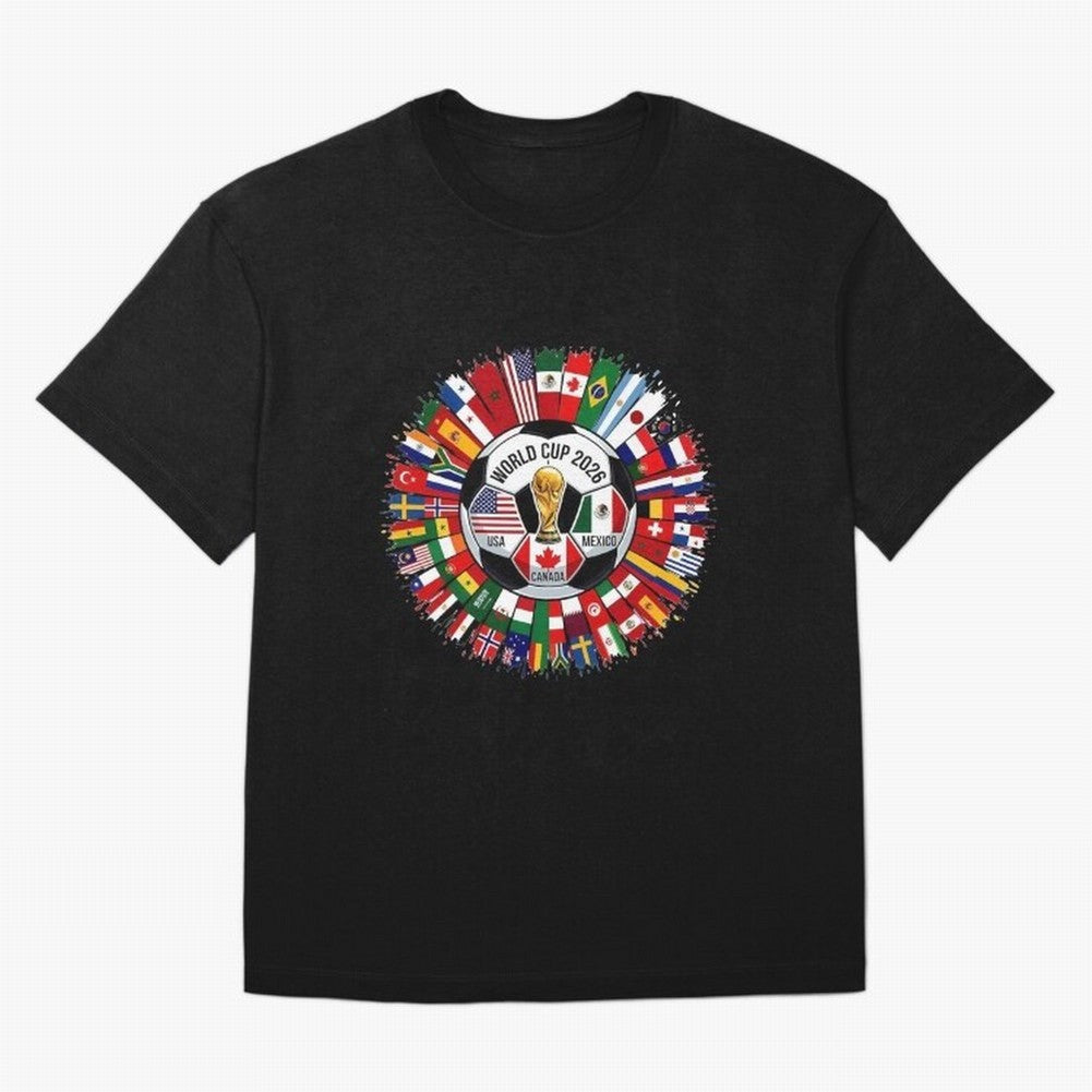 USA Canada Mexico 2026 Football Celebration Fan Art Oversized T-Shirt Enjoy the Biggest Football Party of FIFA World Cup 2026 Group Stage Filled with Messi, England Energy, Global Supporter Spirit, Legendary Goals, National Colors and Tournament