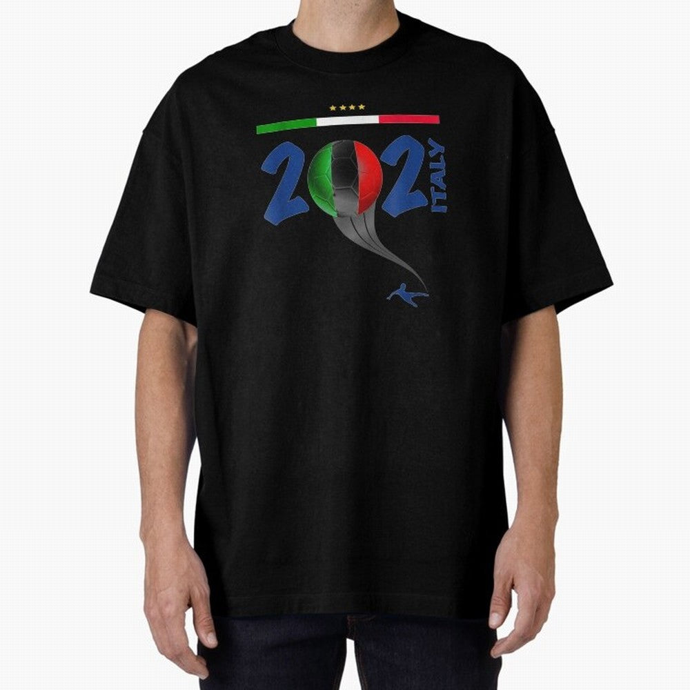 Italy Football - Italian Soccer National Team Oversized T-Shirt Represent Fans Who Live for Match Day Hype around FIFA World Cup 2026 Group Stage, Cristiano Ronaldo, Haaland and CR7, Brazil, Portugal and Argentina, Champion Mindset, Group Stage