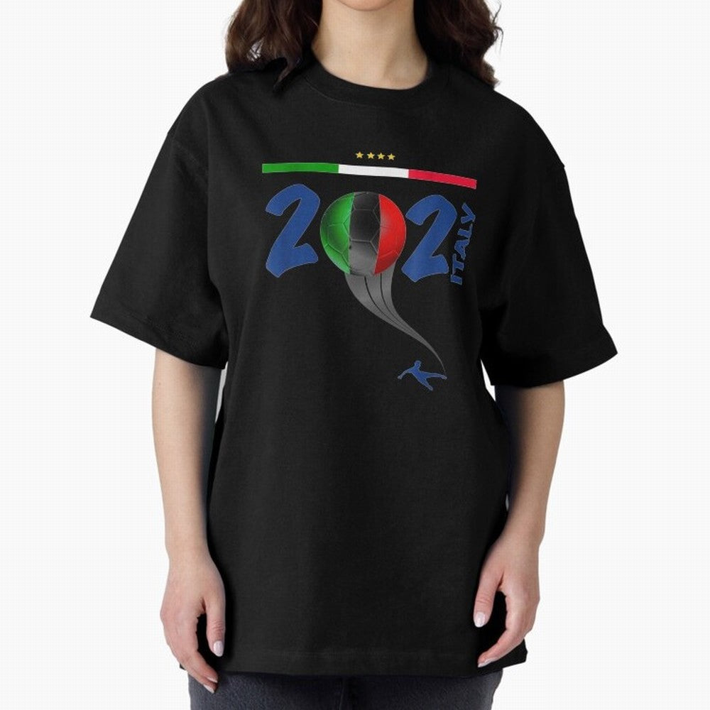 Italy Football - Italian Soccer National Team Oversized T-Shirt Represent Fans Who Live for Match Day Hype around FIFA World Cup 2026 Group Stage, Cristiano Ronaldo, Haaland and CR7, Brazil, Portugal and Argentina, Champion Mindset, Group Stage