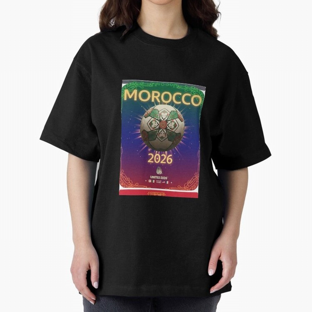 Morocco 2026 World Cup - Traditional Zellige Football Oversized T-Shirt Make Game Day About FIFA World Cup 2026 USA Canada Mexico Spirit, Connected to Argentina, France and Brazil, Messi, Classic Soccer Heritage, Championship Pressure, Fan Loyalty