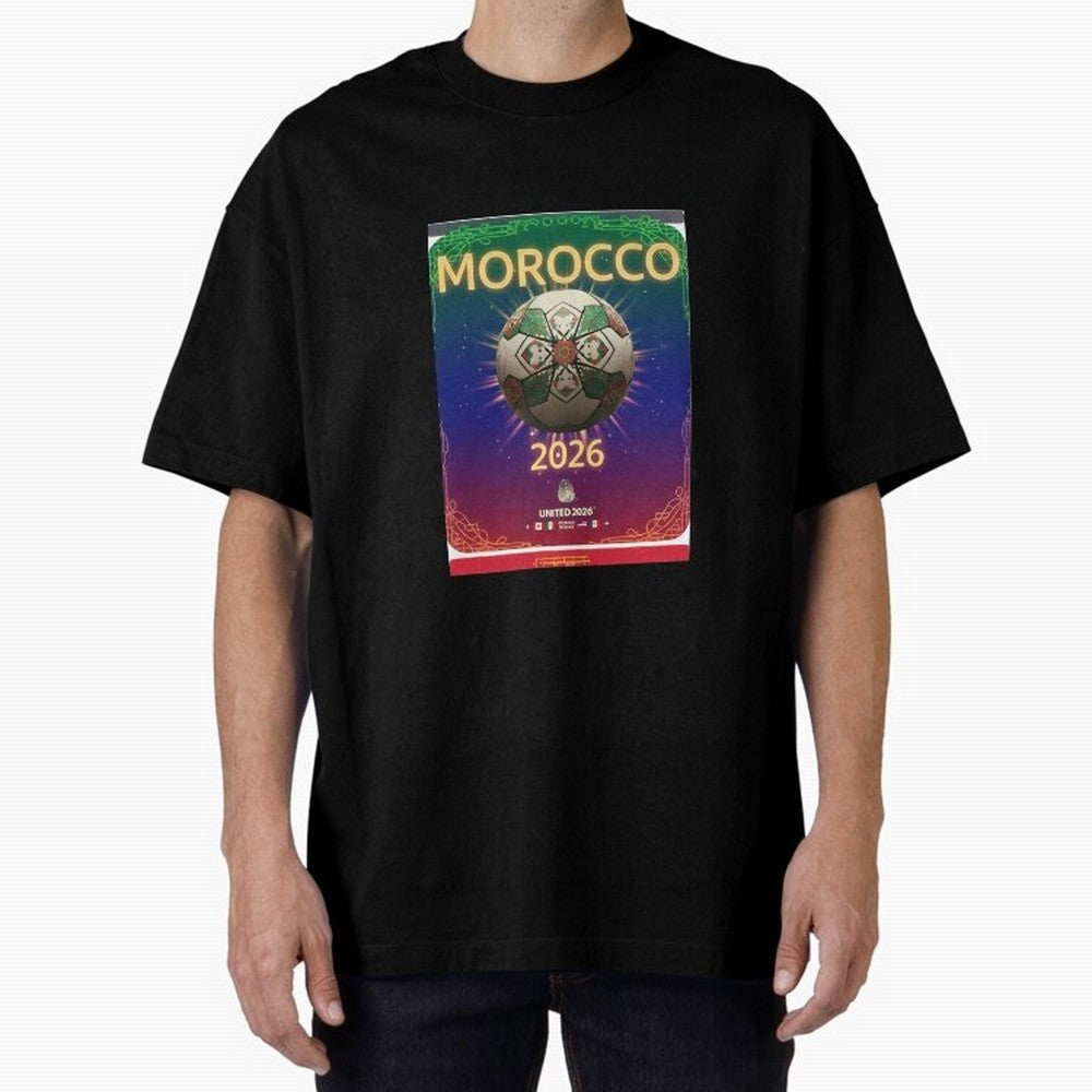 Morocco 2026 World Cup - Traditional Zellige Football Oversized T-Shirt Make Game Day About FIFA World Cup 2026 USA Canada Mexico Spirit, Connected to Argentina, France and Brazil, Messi, Classic Soccer Heritage, Championship Pressure, Fan Loyalty