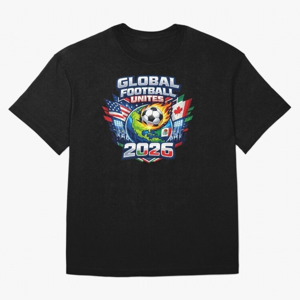 Global Football Unites 2026 USA Canada Mexico Oversized T-Shirt Remember Iconic Moments from the FIFA World Cup 2026 Group Stage Journey through CR7 Highlights, Brazil Pride, Tournament Hype, Historic Matchups, Family Viewing Parties and Global
