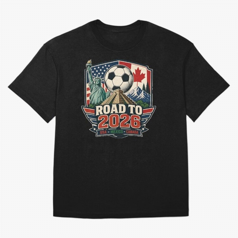 Road to 2026 USA Mexico Canada Soccer Design Oversized T-Shirt Bring Home Match Day Hype around FIFA World Cup 2026, Cristiano Ronaldo, Haaland and CR7, Germany, Game Day Rituals, Football Legends, Country Pride and the Road to the Final; Great for