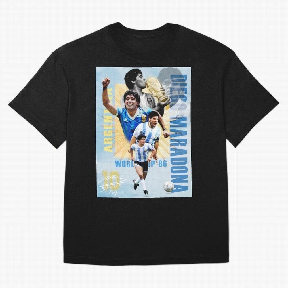 Diego Maradona Argentina Poster - Iconic World Cup Legend Art Print Oversized T-Shirt Relive Legendary Nights from FIFA World Cup 2026 Group Stage Spirit, Filled with Brazil, Portugal and Argentina, Neymar, Haaland and Cristiano Ronaldo, Retro