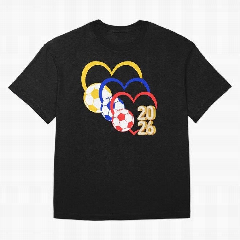 Football 2026 Hearts Colombia Sports Design Oversized T-Shirt Capture FIFA World Cup 2026 Spirit, Filled with Germany, Haaland and Mbappe, Supporter Pride, Iconic Celebrations, Legendary Names and Global Match Day Energy; Great for Supporters Who