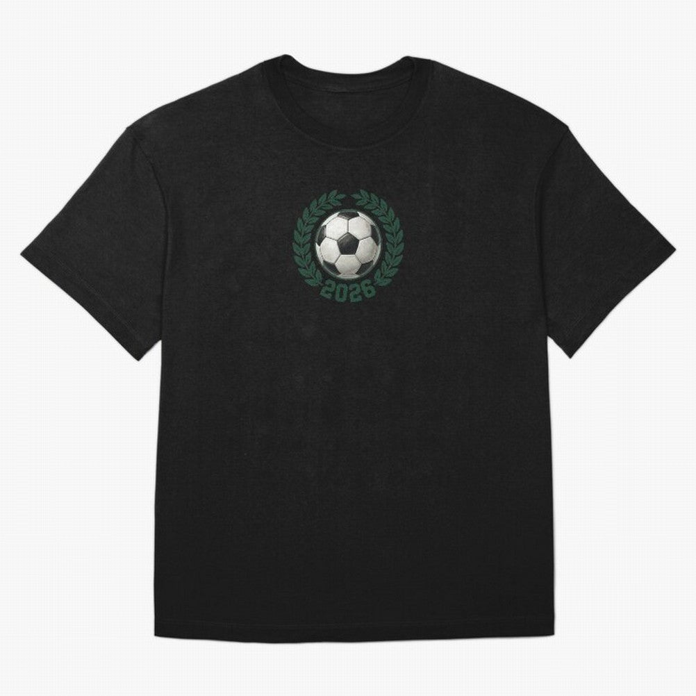 Retro Soccer 2026 Varsity Laurel Wreath Graphic Oversized T-Shirt Show Fan Pride Across FIFA World Cup 2026 USA Canada Mexico Spirit, Connected to Netherlands, Haaland and Mbappe, Football Passion, Legendary Performances, Festival Vibes and