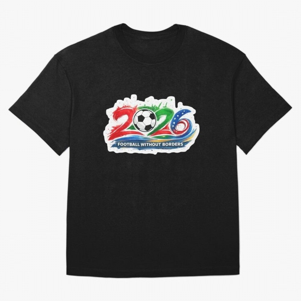 Football Without Borders 2026 Artistic Logo Oversized T-Shirt Keep the Legacy of FIFA World Cup 2026 Spirit, Celebrating Argentina, Messi and Cristiano Ronaldo, Game Day Rituals, Football Legends, Country Pride and the Road to the Final; Created