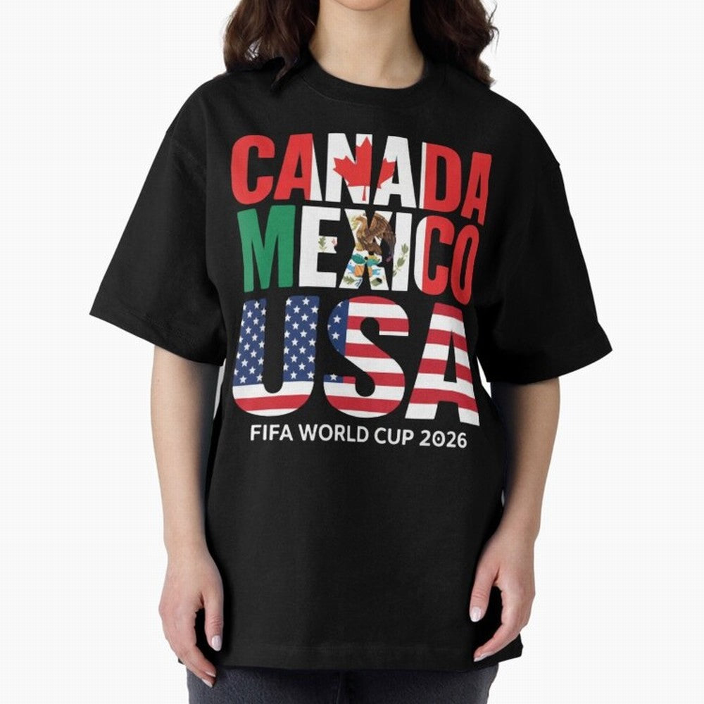Canada Mexico USA 2026 World Cup Host Nations Oversized T-Shirt Carry National Pride through FIFA World Cup 2026 with Messi, Neymar and Mbappe, Brazil, Portugal and Argentina Energy, Game Day Rituals, Football Legends, Country Pride and the Road to