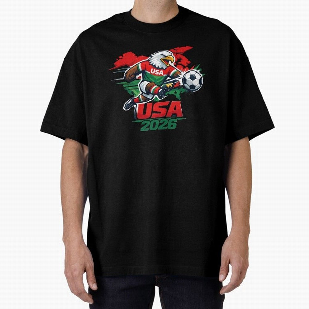 USA Canada Mexico Soccer Cup Oversized T-Shirt Keep the Match Day Mood of FIFA World Cup 2026 Group Stage for Fans of Cristiano Ronaldo, Haaland and CR7 and France and Portugal, Bringing Tournament Hype, Historic Matchups, Family Viewing Parties
