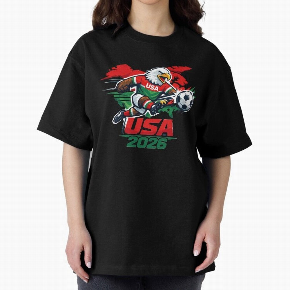 USA Canada Mexico Soccer Cup Oversized T-Shirt Keep the Match Day Mood of FIFA World Cup 2026 Group Stage for Fans of Cristiano Ronaldo, Haaland and CR7 and France and Portugal, Bringing Tournament Hype, Historic Matchups, Family Viewing Parties