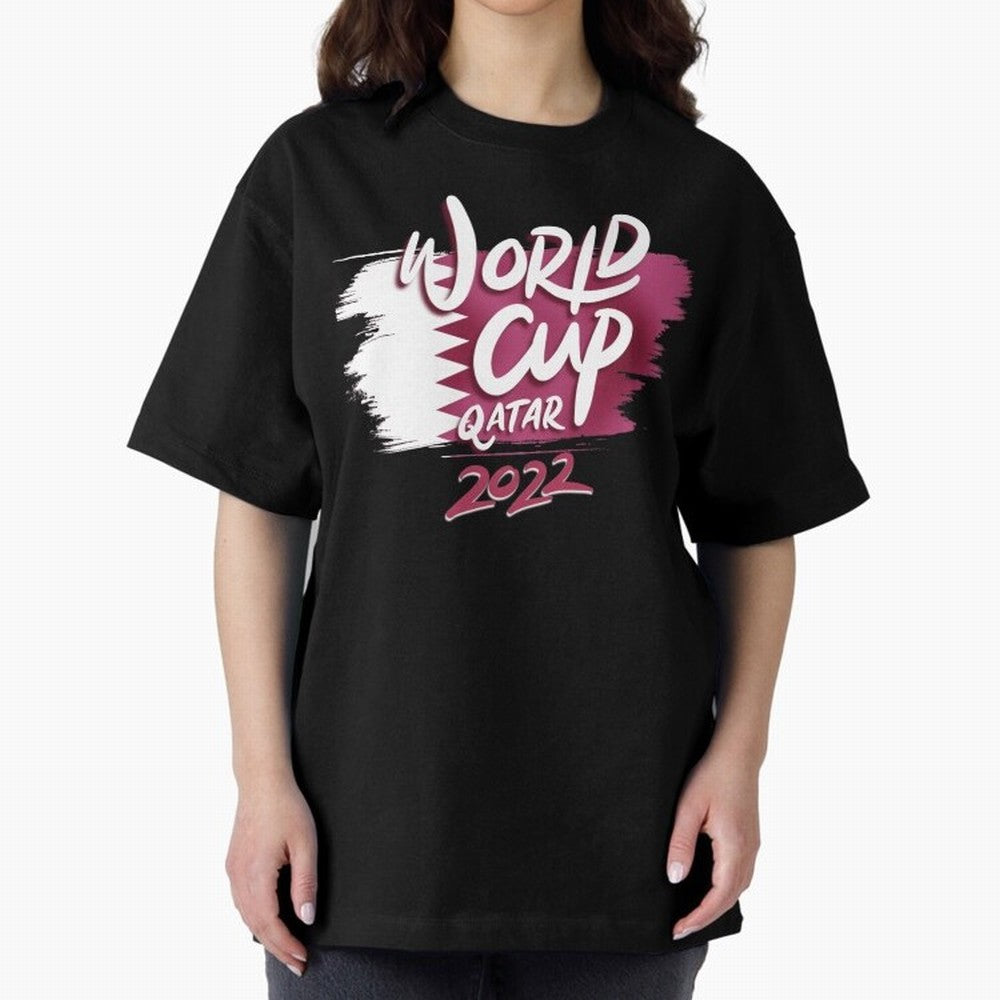 Qatar 2022 Oversized T-Shirt Represent FIFA World Cup 2026 USA Canada Mexico Celebrating Neymar, Spain and Netherlands Energy, Football Passion, Legendary Performances, Festival Vibes and Supporter Community; Perfect for People Who Love Argentina,