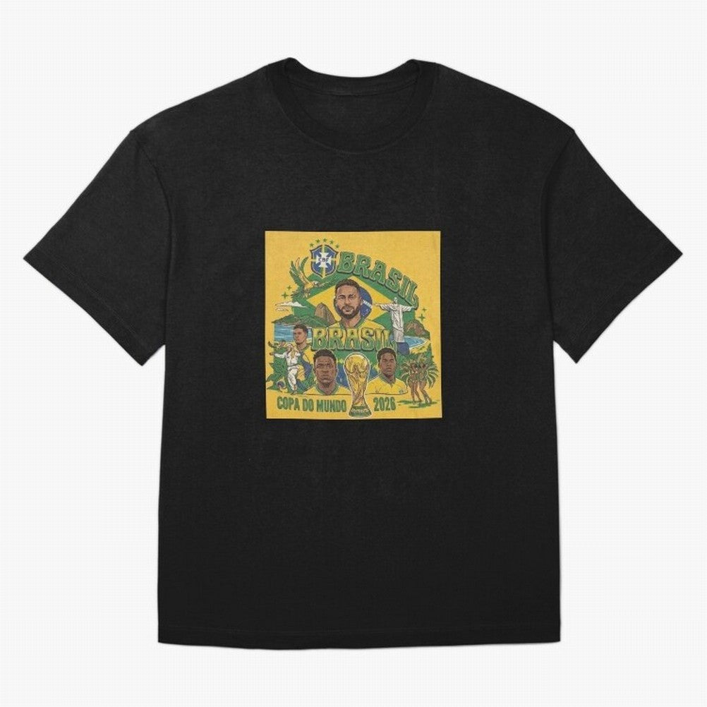 Brazil Football 2026 ¨C Retro World Cup Fan Art Oversized T-Shirt Fuel the FIFA World Cup 2026 Journey through Cristiano Ronaldo Highlights, England Pride, Sports Nostalgia, International Competition, Famous Players and Unforgettable Victories;