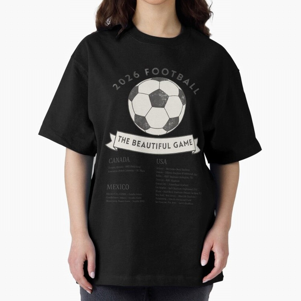 2026 Football Soccer Host Cities Beautiful Game Oversized T-Shirt Feel the FIFA World Cup 2026 Group Stage Journey through Cristiano Ronaldo, Haaland and CR7 Highlights, Argentina Pride, Champion Mindset, Group Stage Buzz, Knockout Tension and