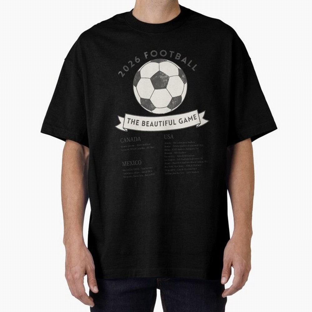 2026 Football Soccer Host Cities Beautiful Game Oversized T-Shirt Feel the FIFA World Cup 2026 Group Stage Journey through Cristiano Ronaldo, Haaland and CR7 Highlights, Argentina Pride, Champion Mindset, Group Stage Buzz, Knockout Tension and
