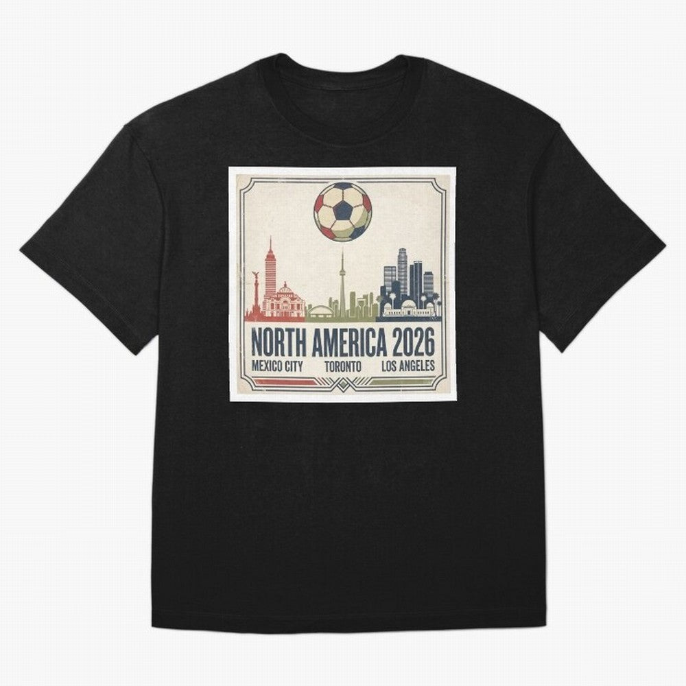 Retro North America 2026 Soccer Vintage Graphic Oversized T-Shirt Show Love for Legendary Goals in Global Football Passion for FIFA World Cup 2026 USA Canada Mexico, Connected to CR7, Argentina, France and Brazil, Global Supporter Spirit, Legendary