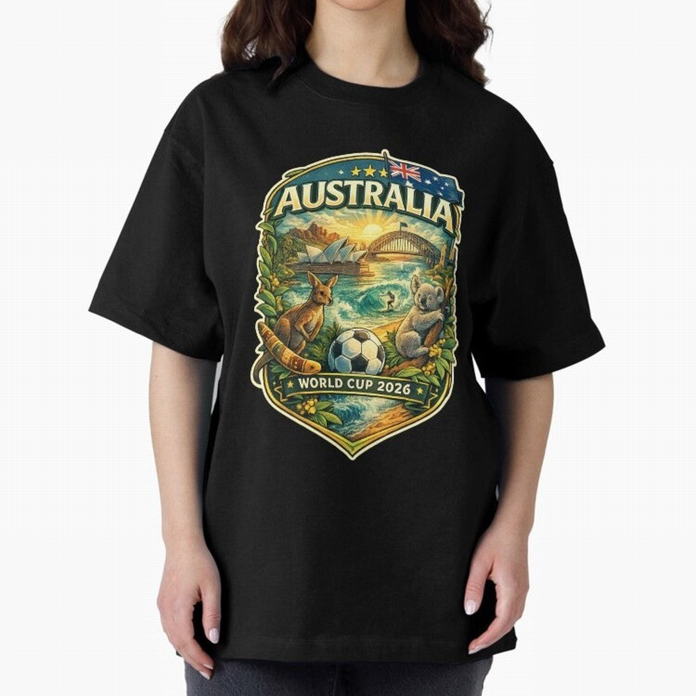 Australia FIFA World Cup 2026 Sydney Opera House Outback Kangaroo Coast Oversized T-Shirt Support Match Day Hype around FIFA World Cup 2026 USA Canada Mexico, Neymar, Haaland and Cristiano Ronaldo, Brazil, Portugal and Argentina, Worldwide Fan
