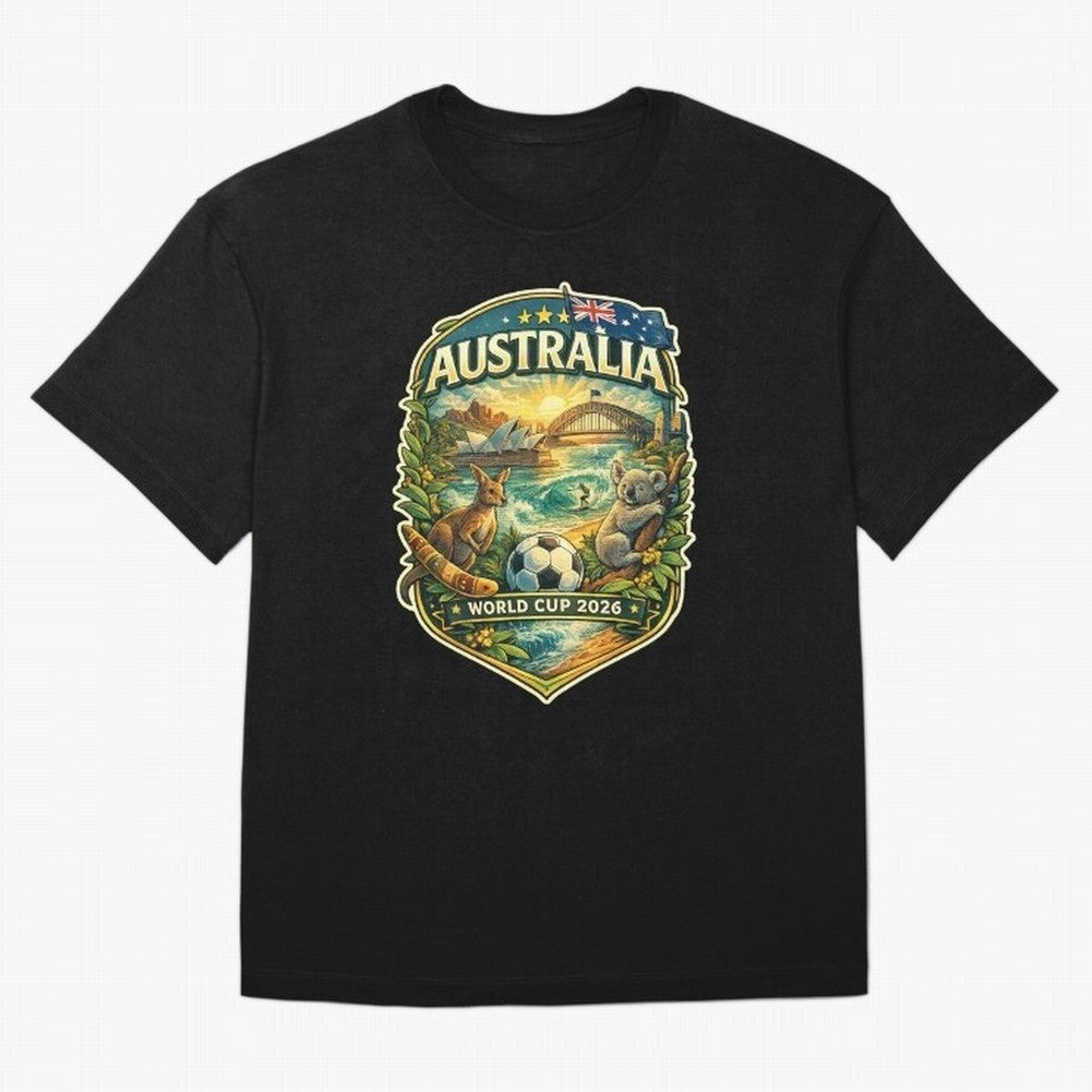 Australia FIFA World Cup 2026 Sydney Opera House Outback Kangaroo Coast Oversized T-Shirt Support Match Day Hype around FIFA World Cup 2026 USA Canada Mexico, Neymar, Haaland and Cristiano Ronaldo, Brazil, Portugal and Argentina, Worldwide Fan