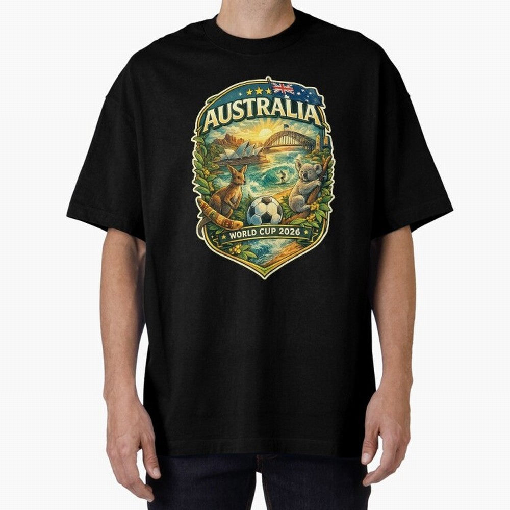 Australia FIFA World Cup 2026 Sydney Opera House Outback Kangaroo Coast Oversized T-Shirt Support Match Day Hype around FIFA World Cup 2026 USA Canada Mexico, Neymar, Haaland and Cristiano Ronaldo, Brazil, Portugal and Argentina, Worldwide Fan