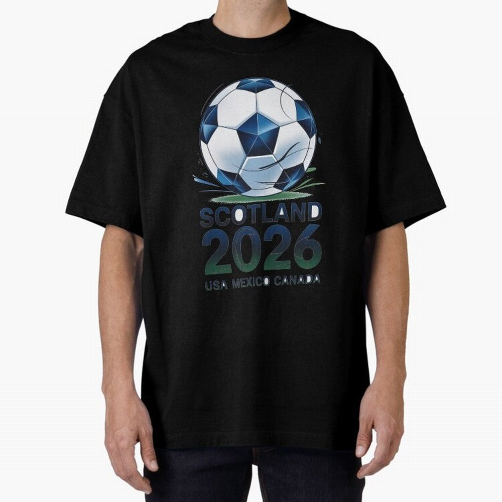 Scotland Soccer Football Design 2026 Oversized T-Shirt Represent Fans Who Live for Global Football Passion for FIFA World Cup 2026 Group Stage, Filled with Cristiano Ronaldo, Haaland and CR7, Germany, Match Day Excitement, Supporter Culture, Golden