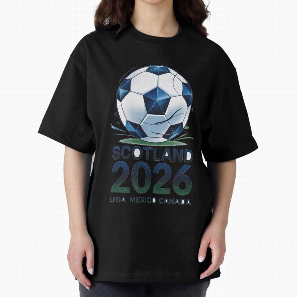 Scotland Soccer Football Design 2026 Oversized T-Shirt Represent Fans Who Live for Global Football Passion for FIFA World Cup 2026 Group Stage, Filled with Cristiano Ronaldo, Haaland and CR7, Germany, Match Day Excitement, Supporter Culture, Golden